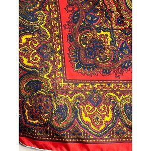 Paisley Scarf Silk Blend 18" Square Red Blue Classic Luxury Womens